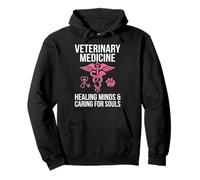 Arte de Medicina Veterinaria Caduceo Rosa Sudadera con Capucha