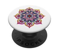 Arte de meditación de Mandala de Flores Bonitas PopSockets PopGrip Adhesivo