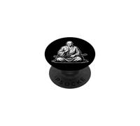 Arte de meditación Monje samurái PopSockets PopGrip Adhesivo
