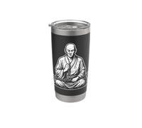 Arte de meditación monje samurái Vaso térmico de acero inoxidable de doble pared