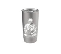 Arte de meditación monje samurái Vaso térmico de acero inoxidable de doble pared