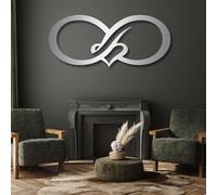 Arte de Metal para decoración de Pared, Infinito Él, decoración Infinito Él, Amor, Pareja romántica para Sala de Estar, Dormitorio, Regalos para Parejas (Plata, 100 x