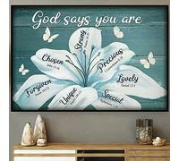 Arte de metal para exterior con texto en inglés "For Outside God Says You are Unique Special Lovely Precious Strong Chosen Christian Tin Sign Chic Art Wall Funny Iron Plaque Signs Gift for Living Room