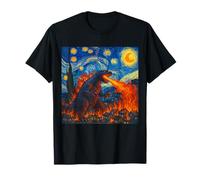 Arte de monstruos al estilo Van Gogh de Kaiju Starry Night Camiseta