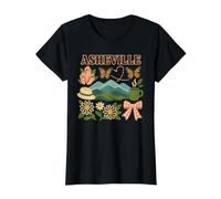 Arte de Mountain Butterfly Cottagecore en Asheville, Carolina del Norte Camiseta gráfica económica, Mujer, Negro, S