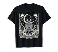 Arte de Murciélago Tierno con Luna Creciente para Halloween Camiseta gráfica económica, Hombre, Negro, M