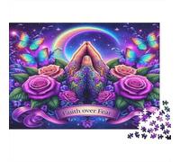 Arte de oración Espiritual Manos orando Coloridas con Rosas Rompecabezas de 1000 Piezas para Adultos Hermosa decoración Actividad para el hogar 38x26cm/1000 Piezas