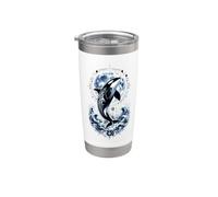 Arte de orca Moon Guardian Ocean Spirit, mítica ballena Vaso térmico de acero inoxidable de doble pared
