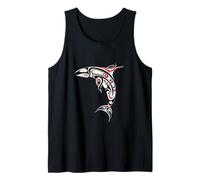 Arte de orca tribal en ballena roja y negra Camiseta sin Mangas