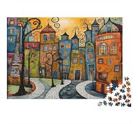 Arte de Paisaje Urbano Colorido Puzzle 1000 Piezas Ciudad de Cuentos de Hadas Cartón para Toda La Familia Regalo Navidad para Entretenimiento Oferta 70x50cm/1000pcs