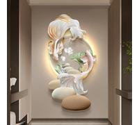 Arte de Pared 3D Chino, decoración de Pared 3D, Escultura de Pared, Pintura Decorativa, Mural Creativo de Peces con luz LED para el hogar, Sala de Estar, Estudio y Dormitorio (B, 3