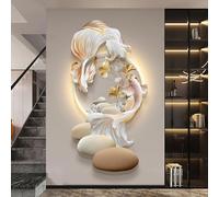 Arte de Pared 3D Chino, decoración de Pared 3D, Escultura de Pared, Pintura Decorativa, Mural Creativo de Peces LED para Colgar en la Pared, para el hogar, Sala de Estar, Estudio,
