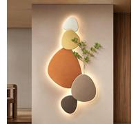 Arte de pared 3D con iluminación LED, «piedras apiladas» para el pasillo | Inspirada en «piedras apiladas», la obra 3D combina relieve y luz LED para ofrecer un detalle wabi-sabi en el pasillo.