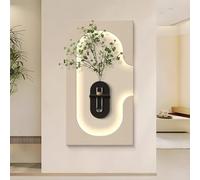 Arte de Pared 3D con Luces Decoración de Arenisca con Luces LED, Fuente de alimentación, Pintura Decorativa Moderna con Plantas Oficiales, esculturas para Sala de Estar, Entrada