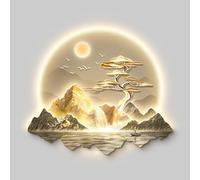 Arte de pared 3D con luces LED, cuadro decorativo de cristal con paisaje de montaña y control remoto, decoración de pared retroiluminada enchufable para sala de estar(Type G,91x105cm/35.8x41.3in)