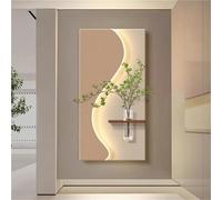 Arte de pared 3D con luz LED, decoración de pared de arenisca hecha a mano, obra de arte botánica con jarrón, vegetación, arte moderno iluminado para sala de estar, dormitorio, vestíbulo de hotel, B 1