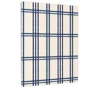 Arte de pared a cuadros, paquete de 1 moderno diseño geométrico a rayas, patrón artístico de tartán a cuadros, color beige y azul, impermeable, para colgar oficina, sala de juegos, hogar, dormitorio