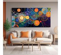 Arte de pared abstracto circular pintura abstracta decoración de pared imagen contemporánea obra de arte para baño sala de estar cocina (60 x 120 cm sin marco)