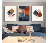 Arte de pared abstracto con líneas geométricas, acuarela Morandi, lienzo, impresiones y pósteres, imágenes de pared para sala de estar, decoración del hogar, 20 x 30 cm (8 x 12 pulgadas) x 3 con marco