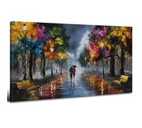 Arte de pared abstracto con vista a la calle para la sala de estar, imagen de amor de pareja obra de arte de pintura de árbol colorida, impresión en lienzo oficina, dormitorio, tamaño 20 x 40”