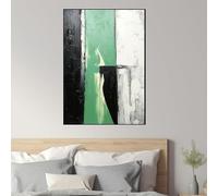 Arte de pared abstracto enmarcado en verde, blanco y negro, impresiones modernas en lienzo para paredes, decoración de habitaciones (60 x 120 cm, marco negro)