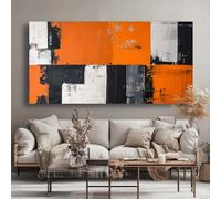 Arte de pared abstracto moderno, lienzo abstracto naranja, pintura, imágenes de pared, impresiones, obras de arte enmarcadas grandes, decoración para dormitorio (55 x 110 cm con marco)