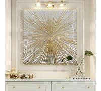 Arte De Pared Abstracto Pintado A Mano con Sol Dorado Pinturas Al Óleo Modernas Estiradas Y Sin Marco Sobre Lienzo con Lámina De Oro para Decoración De Pasillos De Hotel Sala De Estar Hogar 150 X