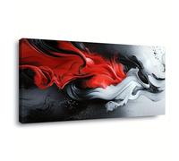 Arte de pared abstracto rojo y negro, pintura abstracta, decoración de pared, cuadro contemporáneo enmarcado, obra de arte para baño y sala de estar (80x130cm/32x51 pulgadas)