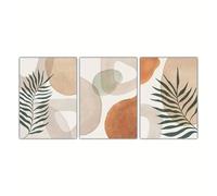 [Arte de pared bohemio] Juego de 3 piezas de arte de pared bohemio chic moderno - Tonos neutros cálidos, diseños abstractos minimalistas para sala de estar y dormitorio (50 x 70 cm x 3/sin marco)