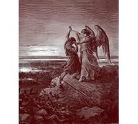 Arte De Pared Carteles Foto Sobre Lienzo Famoso Jacob luchando con el ángel de Doré Bible de Gustave Dore para la decoración del hogar de la oficina 60x90cm