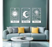 Arte de Pared Celestial de Tarot Negro de Metal, decoración de Pared de Sol, Luna y Estrella de Metal, decoración de Arte de Interior para Dormitorio, Sala de Estar, Dormitorio, Pasillo y es