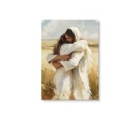 Arte de pared clásico vintage con diseño de Dios abrazando la religión clásica HD lienzo impreso póster para el hogar sala de estar dormitorio pintura decorativa (70 x 100 cm marco interno)