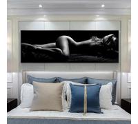 Arte de pared clásico vintage retrato desnudo HD lienzo pintura al óleo carteles impresiones negro blanco femenino dormitorio sala decoración 50x150cm (20x59 pulgadas) marco interno