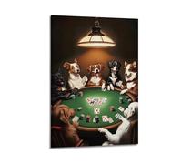 Arte de pared con bonitos perros, un grupo de cachorros reunidos en la mesa de juego, decoración estética moderna para el hogar, dormitorio, sala de estar, pintura colgante, póster de 60 x 90 cm