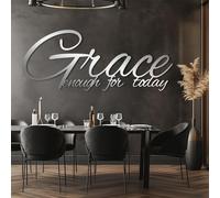 Arte de Pared con Cita de Gracia en Metal Negro, decoración de Arte de Pared Cristiana inspiradora en Metal, decoración de Arte Motivacional para el hogar para Sala de Estar, Dormitorio, Pas