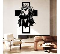 Arte de Pared con Cruz de Jesús de Metal Negro, decoración de Pared de Gran tamaño para Iglesia Cristiana de Metal, Escultura Moderna para Sala de Estar, Dormitorio, Pasillo y escaleras, d