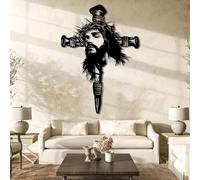 Arte de Pared con Cruz de Jesús de Metal Negro, decoración de Pared de Gran tamaño para Iglesia Cristiana de Metal, Escultura Moderna para Sala de Estar, Dormitorio, Pasillo y escaleras, d