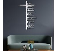 Arte de Pared con Cruz de Plata y versículo bíblico de Metal, decoración de Pared de Metal para Sala de oración de Iglesia Cristiana, Escultura Moderna Decorativa con Obras de Arte de Las