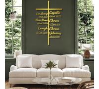 Arte de Pared con Cruz Dorada de Metal y versículo bíblico, decoración de Pared con Arte de Metal para Iglesia Cristiana, Sala de oración, Escultura Moderna Decorativa con Obras de Las Esc