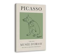Arte de pared con dibujo de animales de Pablo Picasso verde salvia, arte de pared, gato, perro, pájaro, caballo, póster abstracto de dibujo de líneas para dormitorio, hogar, oficina (SKU13, 8 x 12