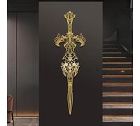 Arte de Pared con Espada de Metal, decoración de Pared de Espada mágica de metalediados de Siglo, decoración de Pared de fantasía, decoración de Pared para Sala de Estar (Dorado, 76 x 23 cm)