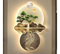 Arte de pared con iluminación LED, diseño de peces koi, decoración oriental de Feng Shui, escultura de nueve peces para decoración colgante en casa y oficina