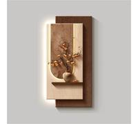 Arte de pared con ilusión óptica retroiluminada, decoración de pared LED con control remoto, decoración de pared colgante de arenisca texturizada de 2 capas para dormitorio, sala de estar (rojo, 55,1