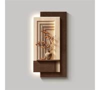 Arte de pared con ilusión óptica retroiluminada, decoración de pared LED con control remoto, decoración de pared colgante de arenisca texturizada de 2 capas para dormitorio, sala de estar (marrón, 31