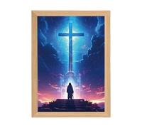 Arte de pared con lámpara de Jesús 4D - Pintura religiosa iluminada para decoración del hogar cristiano - Decoración LED para dormitorio, iglesia, Pascua, Navidad, cumpleaños - Orna