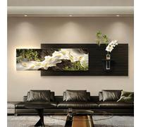 Arte De Pared Con Luz LED, Esculturas Colgantes Con Luces, Aplique Creativo De Pez Con Jarrón De Vidrio Y Planta Verde Simulada Para Entrada, Pasillo, Dormitorio(A,120 * 34cm)