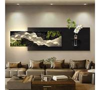 Arte De Pared Con Luz LED, Esculturas Colgantes Con Luces, Aplique Creativo De Pez Con Jarrón De Vidrio Y Planta Verde Simulada Para Entrada, Pasillo, Dormitorio(D,120 * 34cm)