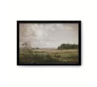 Arte de pared con marco natural, decoración de habitación con estilo retro salvaje, pintura de paisaje de granja (50 x 70 cm, 20 x 28 pulgadas) con marco negro)