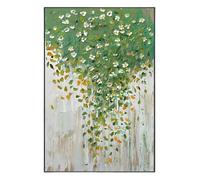 Arte De Pared con Plantas Verdes, Lienzo Pintado A Mano, Pintura Al Óleo, Flores Blancas, Obras De Arte Botánicas Estéticas para Sala De Estar, Dormitorio, Decoración De Hotel, 120 X 180 Cm (47