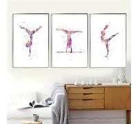 Arte de pared con salpicaduras de colores, siluetas, impresiones enérgicas, expresión dinámica, lienzo, pintura para decoración de interiores de oficina y hogar (60 x 80 cm, 3 piezas)